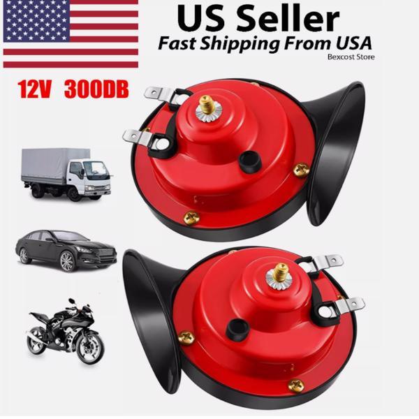 2PC 12V 300DB Super Speaker Train Air Horn Waterproof Motorcycle Car Truck SUV Boat Auto Power Premium